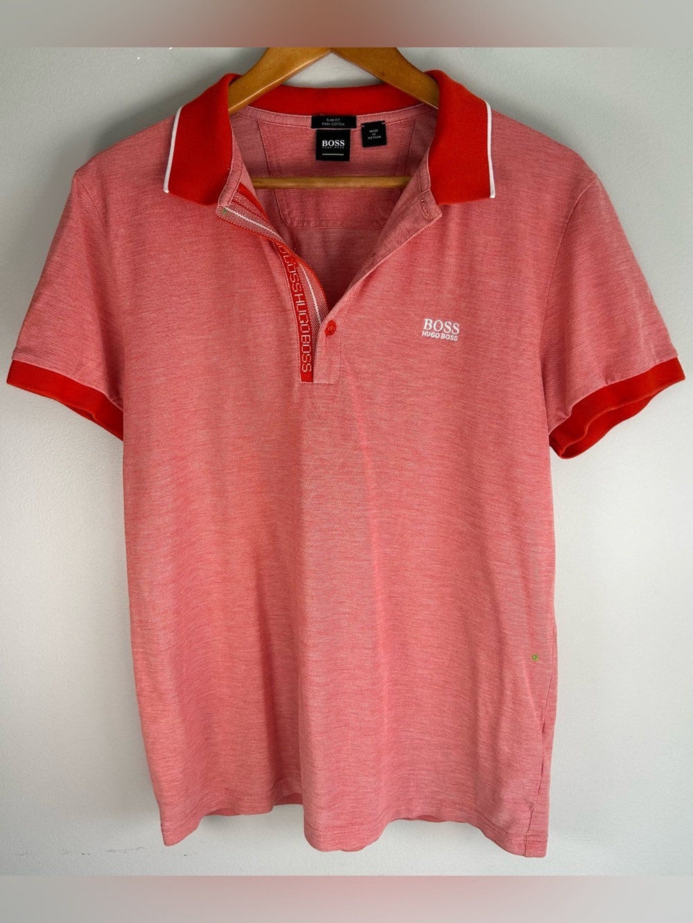 Hugo Boss Men’s Paule Slim Fit Polo Shirt Size XL Red Pima Cotton Logo Pique EUC